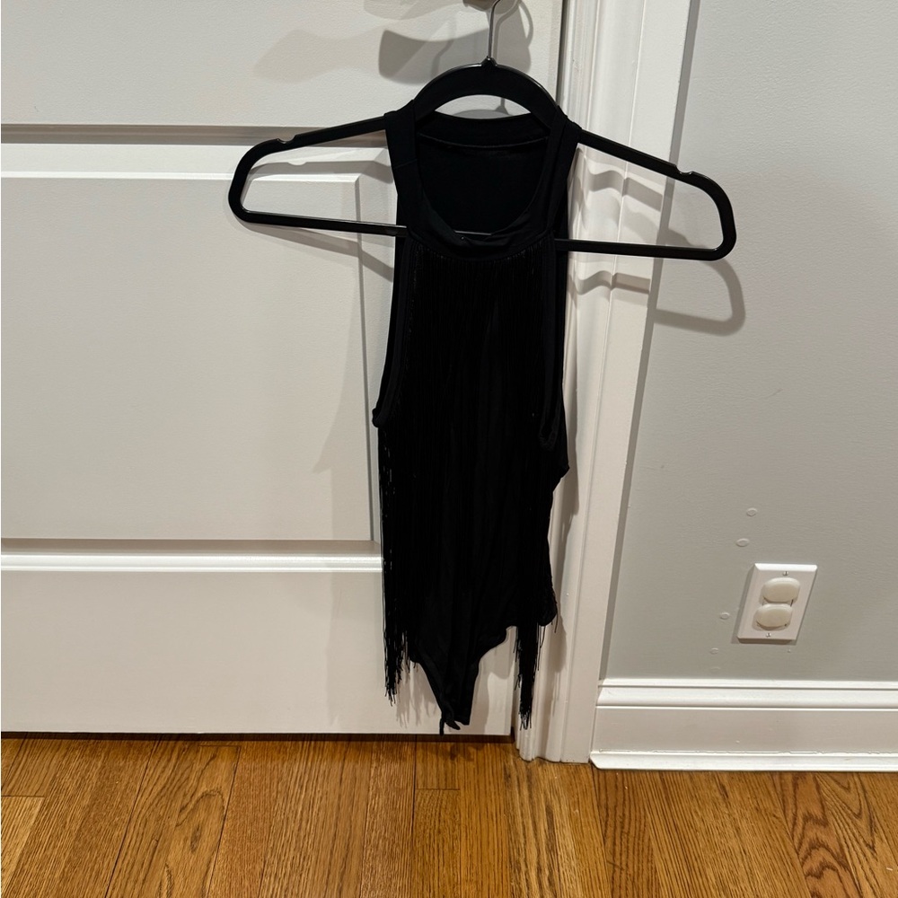 Black Fringe Bodysuit